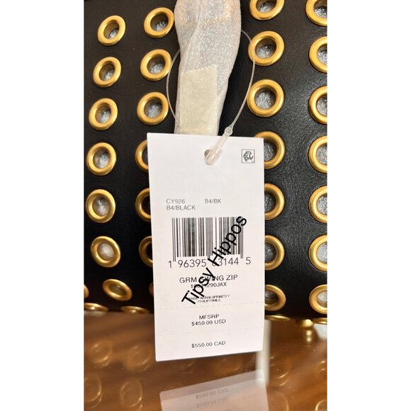 NEW WITH TAGS!!!  Coach Black and Gold Swinger Handbag with Gold grommets. - Picture 10 of 15